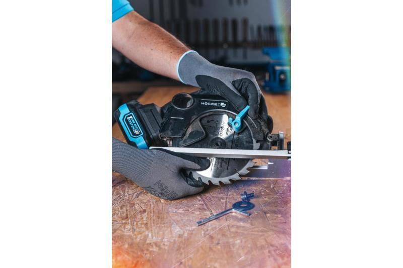 Scie circulaire sans fil HÖGERT, 18V, sans batterie, avec raccord pour aspirateur.