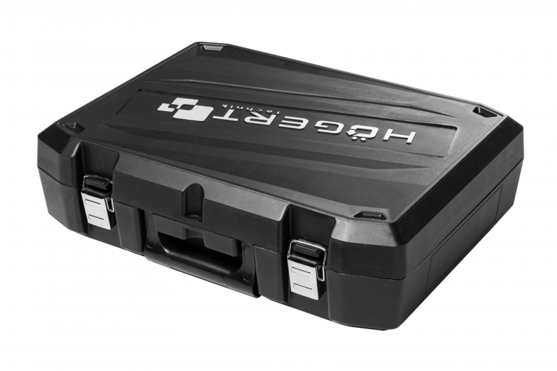 Perceuse sans fil HÖGERT 18V, ensemble avec batterie, chargeur, porte-embouts, et magasin de forets.