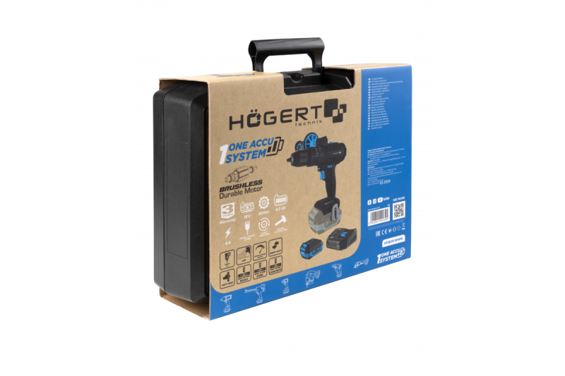 HÖGERT perceuse-visseuse à percussion sans fil, 18V pour brique, pierre, bois, métal et plastique.
