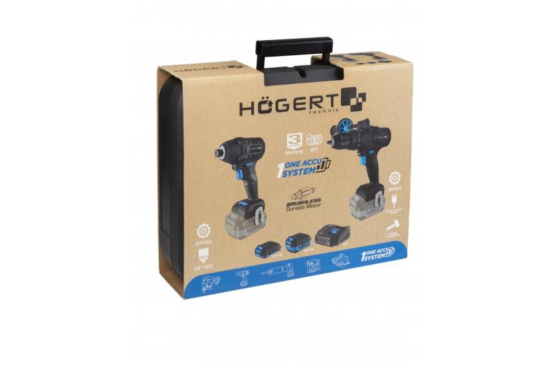 Set accu-slagmoersleutels HÖGERT 200 Nm 18V avec moteur sans balais