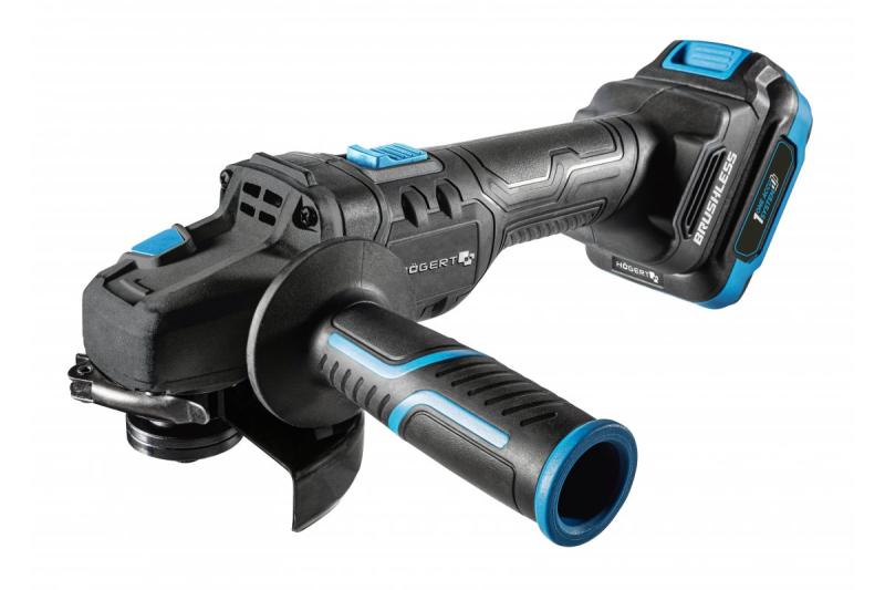 Meuleuse d'angle sans fil HÖGERT avec interrupteur à palette, 125MM, 18V, ensemble avec batterie, chargeur, accessoires