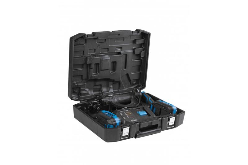 Meuleuse d'angle sans fil HÖGERT avec interrupteur à palette, 125MM, 18V, ensemble avec batterie, chargeur, accessoires