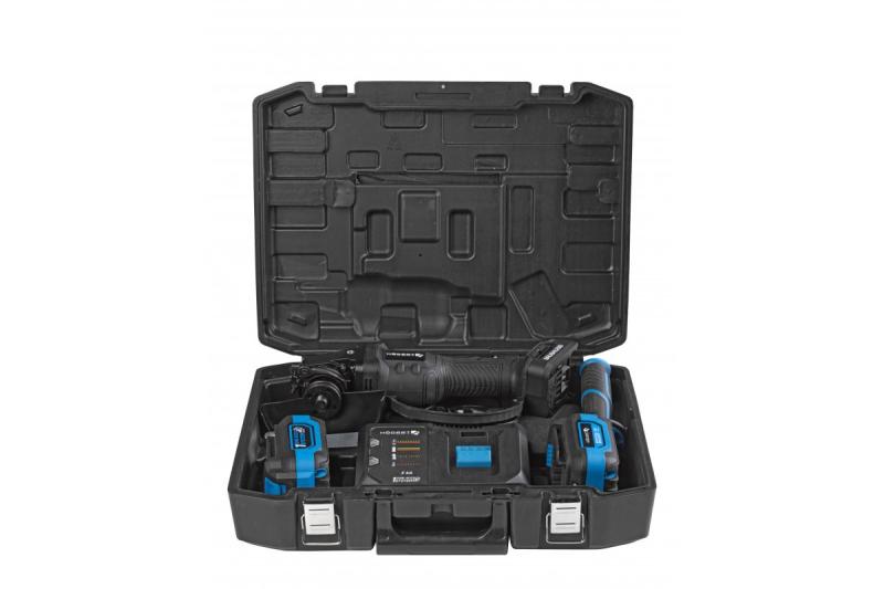 Meuleuse d'angle sans fil HÖGERT avec interrupteur à palette, 125MM, 18V, ensemble avec batterie, chargeur, accessoires