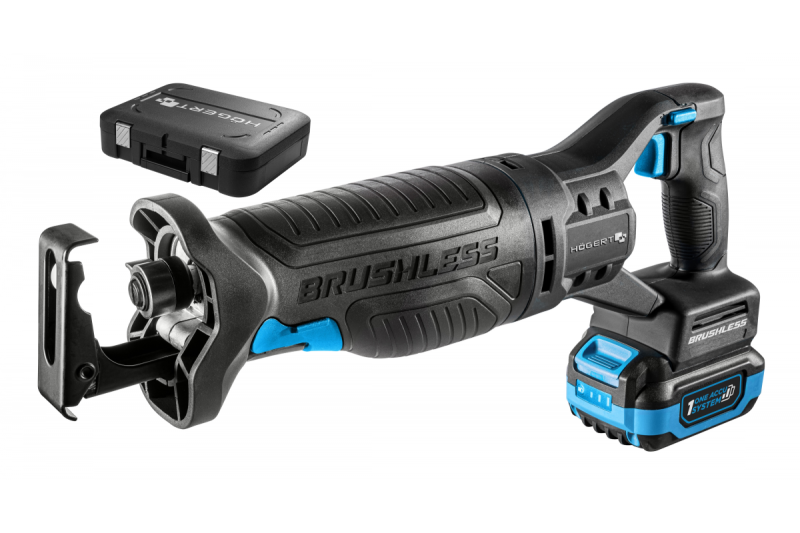 HÖGERT ensemble de scie récipro sans fil, 18V, sans balais, batterie, chargeur, accessoires.