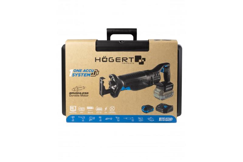 HÖGERT ensemble de scie récipro sans fil, 18V, sans balais, batterie, chargeur, accessoires.