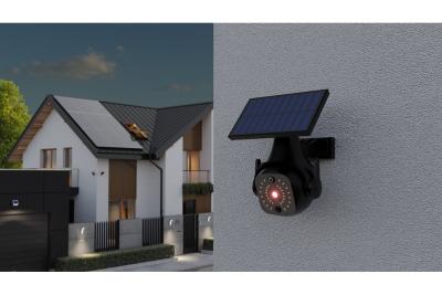 Lumière de crue solaire avec capteur de mouvement et crépusculaire GUARDOS, LED, 300lm, 6400K, 1200mAh, IP65, caméra factice