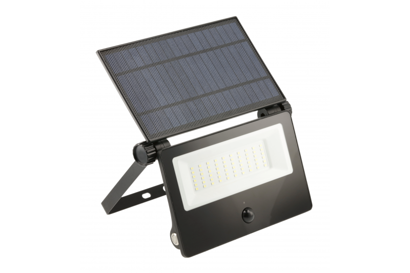 Lumière d'inondation solaire LUMOS II, LED, 3000lm, 6400K, 2x2600mAh remplaçable, IP65, noir