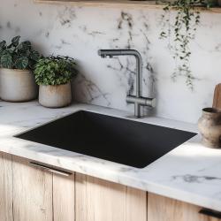 Mitigeur de cuisine Ausmann Ellington à 3 voies avec bec rétractable et eau filtrée – Gun metal – 1208970499