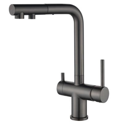 Mitigeur de cuisine Ausmann Ellington à 3 voies avec bec extractible et eau filtrée – Gun metal - 1208970499