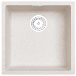 Évier en Sable Blanc Crème 40x40 cm pour Montage Sous-plan, Sur-plan et À Fleur avec Bouchon Blanc 1208970541