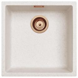 Évier Sable Blanc Crème 40x40 cm Sous-Plan, Plan et Affleurant avec Bouchon en Cuivre 1208970543