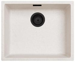 Évier Sable Blanc Crème 50x40 cm Sous-plan, Posé et Encastré avec Bouchon Noir Mat 1208970545