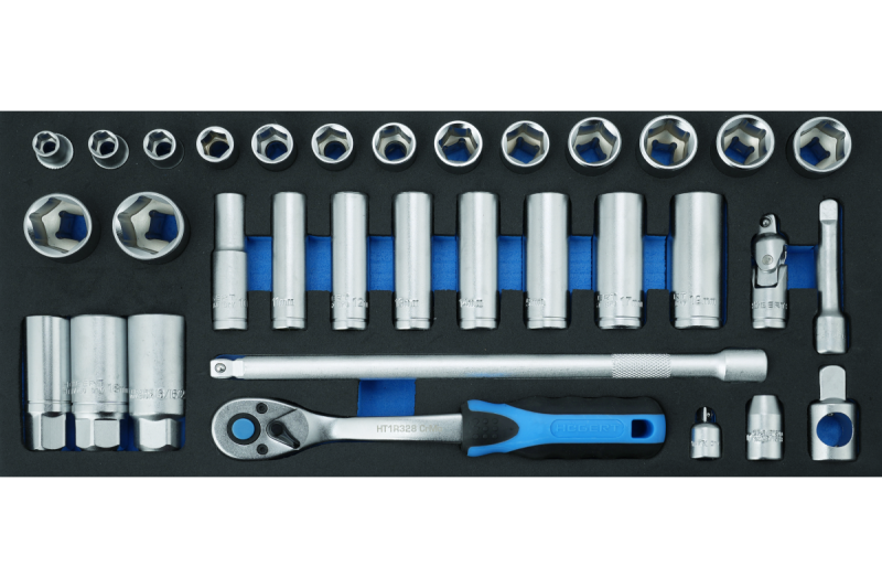 Ensemble d'outils à cliquet 3/8", 33 pièces, insert EVA.