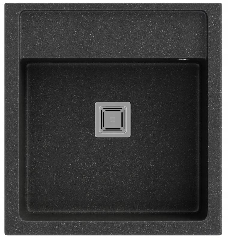 Graniteland Arno Granit Aspect pierre bleue évier encastré 582x620mm avec bouchon carré en inox 1208970600