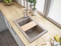 Graniteland Magra Granite Gris Évier à poser 686 x 427 mm avec trou pour robinet et bouchon en inox 1208970618
