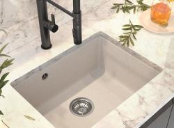 Graniteland Solo Évier à encastrer en granit beige sable 535x400 mm avec bonde en inox 1208970636