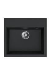 Dura Stretto Évier en Quartz Noir Monté 56x51 cm avec Bouchon en inox et Trou pour Robinet 1208970690