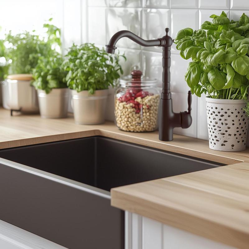 Graniteland Verve Mitigeur de cuisine noir avec bec pivotant 1208970702