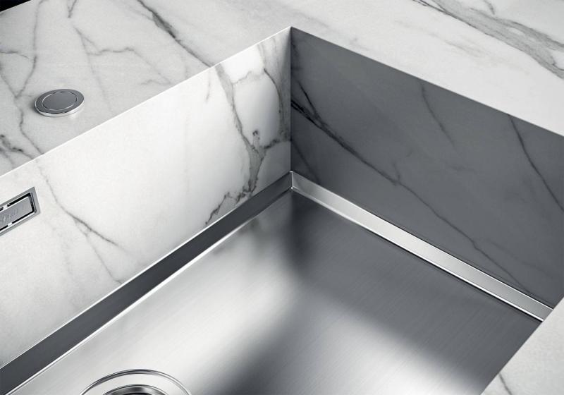 Plaque de base Foster Phantom en inox pour plan de travail Évier encastré 40x40cm pour installation dans céramique, pierre naturelle et surface solide épaisseur 12mm 1208970719.