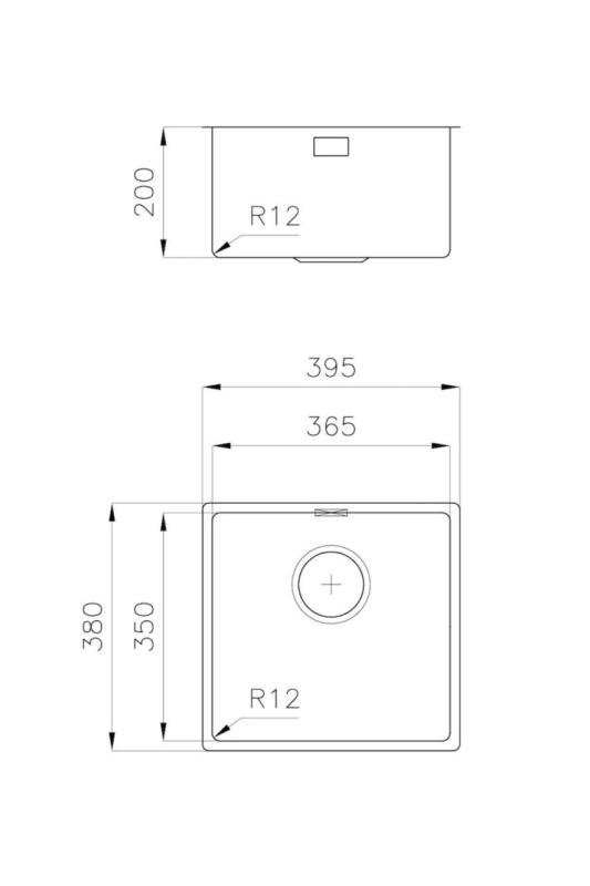Foster L35 Spécial Évier Encastré en Acier Inoxydable de 35 cm de Long, 365 x 350 mm, 1208970722