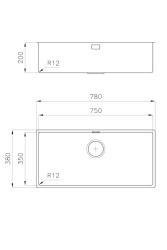 Foster L35 Spécial 35 cm long Évier en inox 75 x 35 cm Sous-plan 1208970724