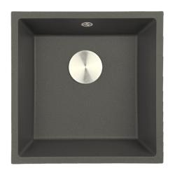 GraniteMy Universel Granite Gris, foncé Évier 40x40 cm Pose en surface, sous plan et à fleur avec Bouchon en inox 1208970742