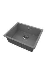 GraniteMy Universal Granite Gris foncé, Évier 50x40 cm, Montage en surface, Sous-montage et Montage à fleur avec Bouchon en inox 1208970744