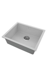 GraniteMy Évier Universel en Granit Gris 50x40 cm à Poser, à Encastrer et à Intégrer avec Bouchon en Acier Inoxydable 1208970745