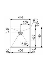 Franke Bolero Plus New R10 B2X 210-40-40 Évier en inox Installation à fleur, sous-plan et surplan 40x40 cm 127.0728.976