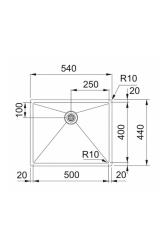 Franke Bolero Plus New R10 B2X 210-50-40 Évier en inox pour installation encastrée, sous plan et sur plan 50x40 cm 127.0728.977