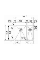 Franke Bolero Plus New R10 B2X 260-34-16 BL 1,5 Évier en inox une fois et demie Encastrable, sous plan et sur plan56x45 cm 127.0733.339