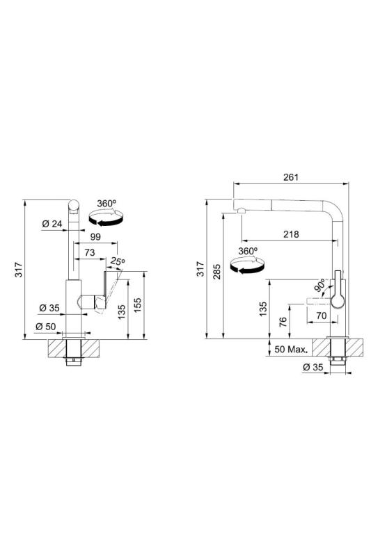 Franke Maris Slim L Robinet de Cuisine Chrome avec Bec Extractible 115.0728.393