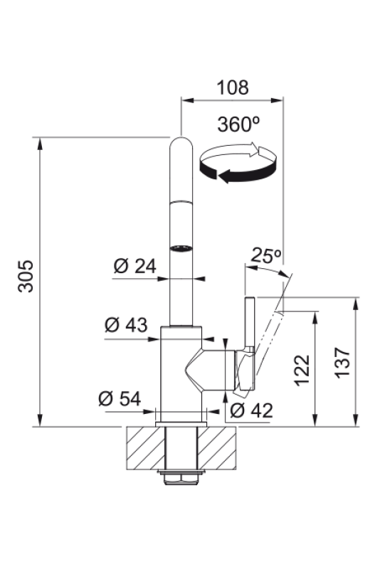 Franke Lina U Robinet de cuisine noir Bec extractible 115.0728.477