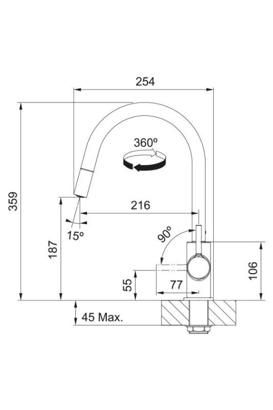 Franke Lina Robinet de Cuisine Chromé avec Douchette Extractible 115.0693.229