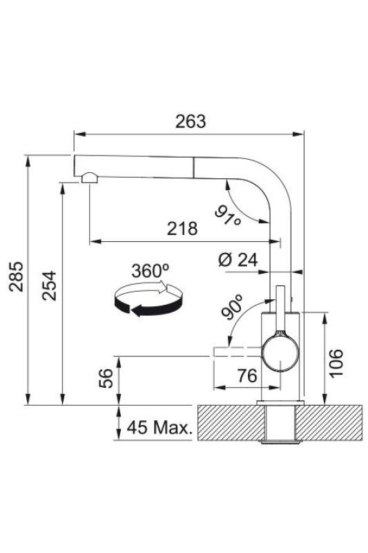 Franke Lina L Robinet de Cuisine Noir avec Bec Extractible 115.0712.435