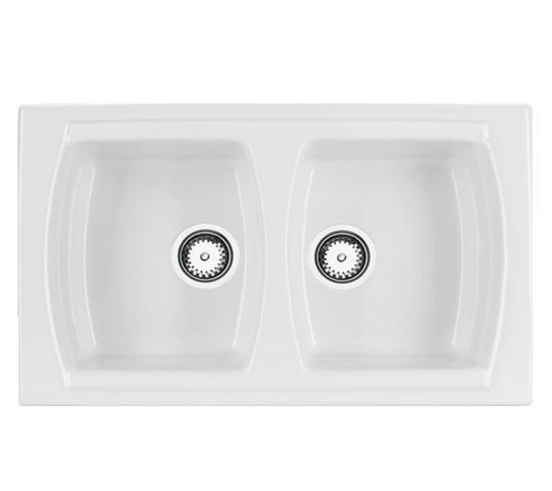Ausmann Ceramic Crest Double Évier en Céramique Blanc 860 x 500 mm 1208971133