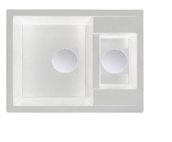 GraniteMy Smart extra peu profond 1,5 éviers en granit blanc de surface 58x44cm avec bouchon de cuivre 1208970052