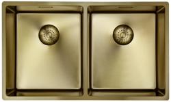 Pure.Sink Prestige Double Évier doré 70x40 cm 10mm rayon sous-montage, montage à fleur et montage en surface PPG343440-60