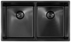 Pure.Sink Prestige Double Gun métal évier 70x40 cm rayon de 10mm sous-plan, plan de travail et montage en saillie PPG343440-61