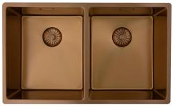 Pure.Sink Prestige Double Evier en cuivre 70x40cm rayon de 10mm encastré, à fleur et surélevé PPG343440-62