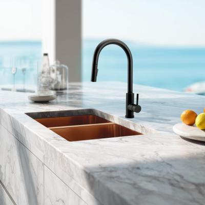 Pure.Sink Prestige Double Evier en cuivre 70x40cm rayon de 10mm encastré, à fleur et surélevé PPG343440-62