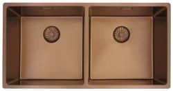 Pure.Sink Prestige Double Évier en cuivre 82x40 cm rayon de 10mm sous plan, à fleur et à poser PPG404040-62
