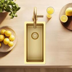 Pure.Sink Exclusivo petit évier doré 18x40 cm rayon 10mm sous-évier, encastré et surélevé PEX1840-60