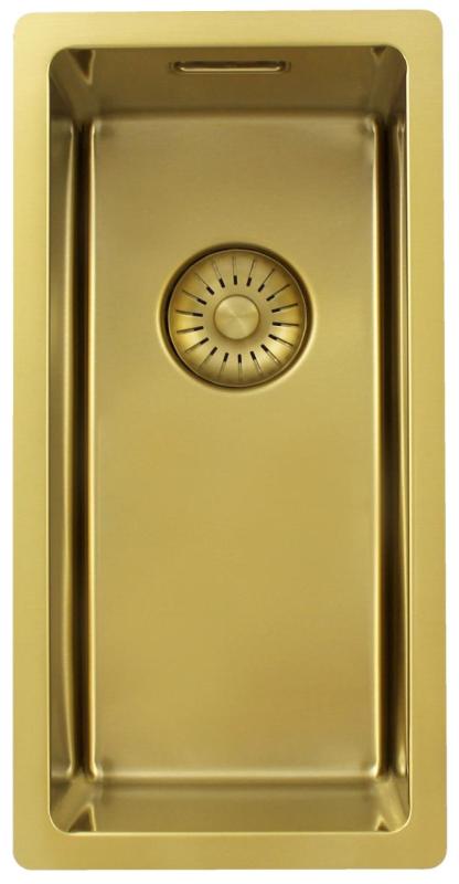 Pure.Sink Exclusivo petit évier doré 18x40 cm rayon 10mm sous-évier, encastré et surélevé PEX1840-60