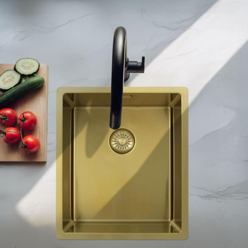 Pure.Sink Exclusivo Évier d'or 34x40 cm rayon de 10mm sous-évier, montage à fleur et montage en surface PEX3440-60