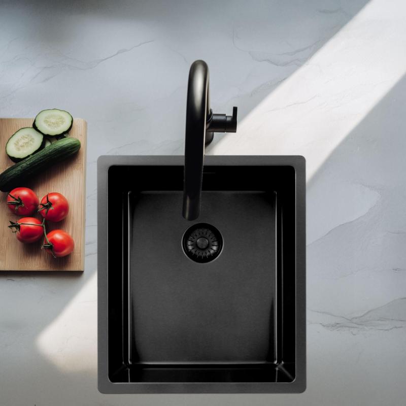 Pure.Sink Exclusivo Gun métal évier 34x40 cm 10mm rayon sous-montage, montage à fleur et montage en surface PEX3440-61