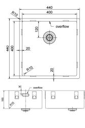 Pure.Sink Exclusivo Évier en acier inoxydable 40x40 cm avec rayon de 10mm pour montage encastré, affleurant et surélevé PEX4040-02