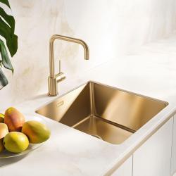 Pure.Sink Exclusivo Évier doré 40x40 cm rayon de 10mm sous plan, à fleur et en saillie PEX4040-60