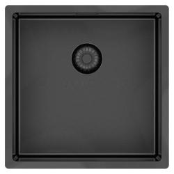 Pure.Sink Exclusivo Gun métal évier 40x40 cm 10mm rayon sous-montage, montage à fleur et montage en surface PEX4040-61