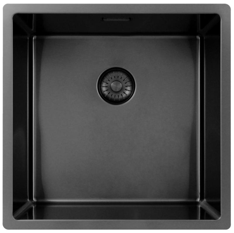 Pure.Sink Exclusivo Gun métal évier 40x40 cm 10mm rayon sous-montage, montage à fleur et montage en surface PEX4040-61